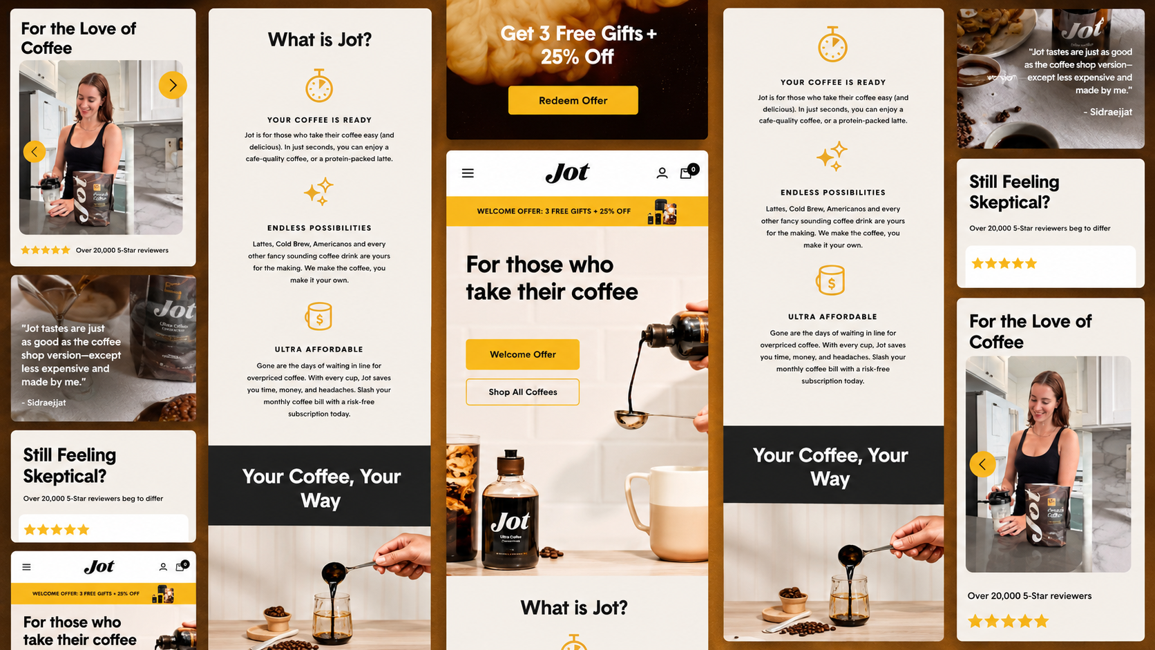 Jot subscription and e-commerce checkout experience.