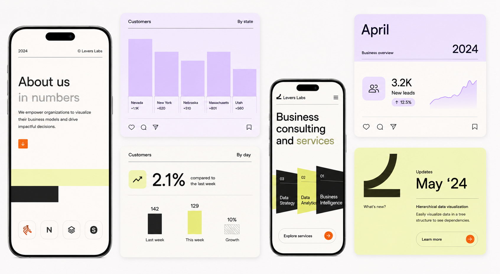 موقع Levers Labs للتحليلات المؤسسية من تصميم هزاه.